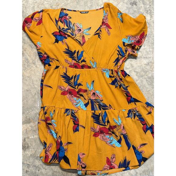 SHEIN Curve Plus Size 4xL Mustard Yellow Floral Summer Dress - Picture 7 of 10